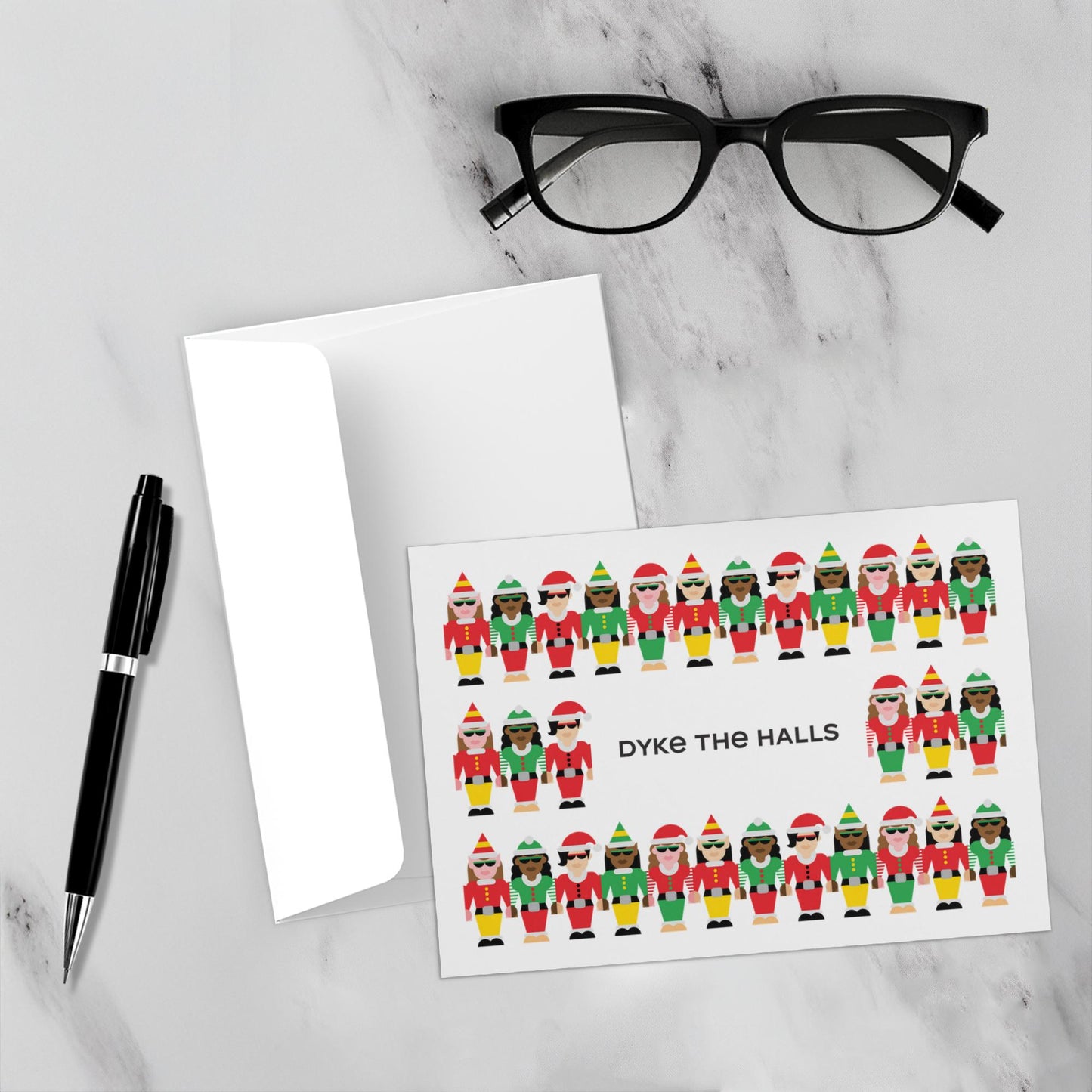 Dyke the Halls Christmas Card 10-Pack – Blank Inside