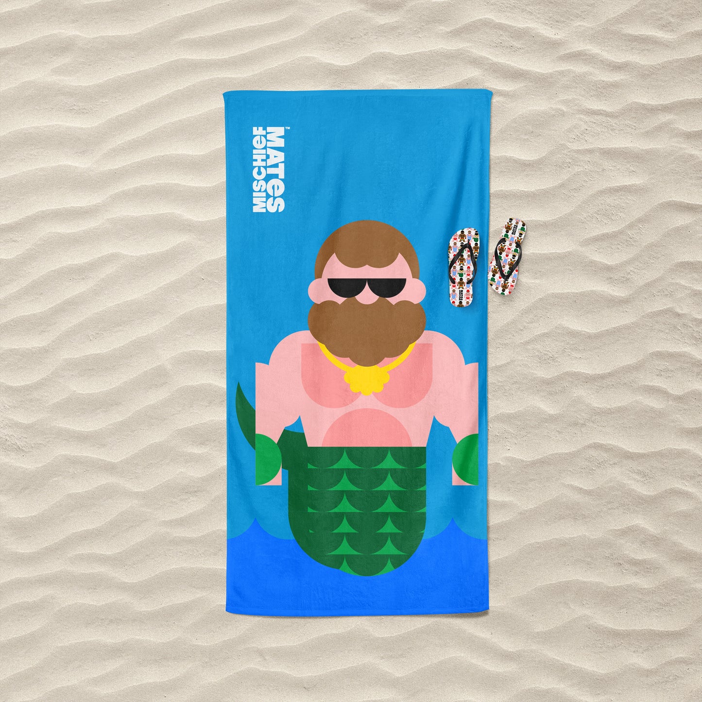 Poseidon the Merman Beach Towel