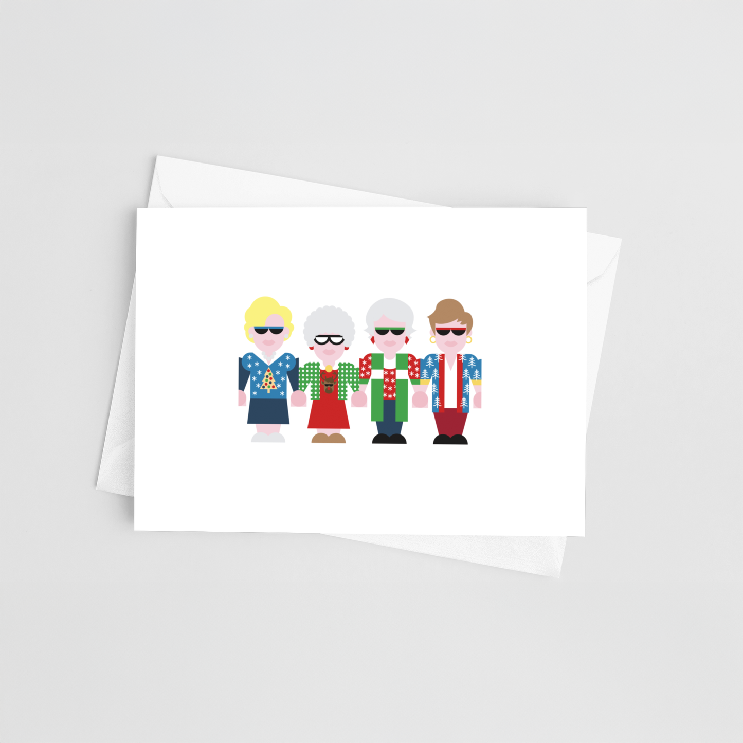 Holiday Golden Gals Christmas Card 10-Pack – Blank Inside
