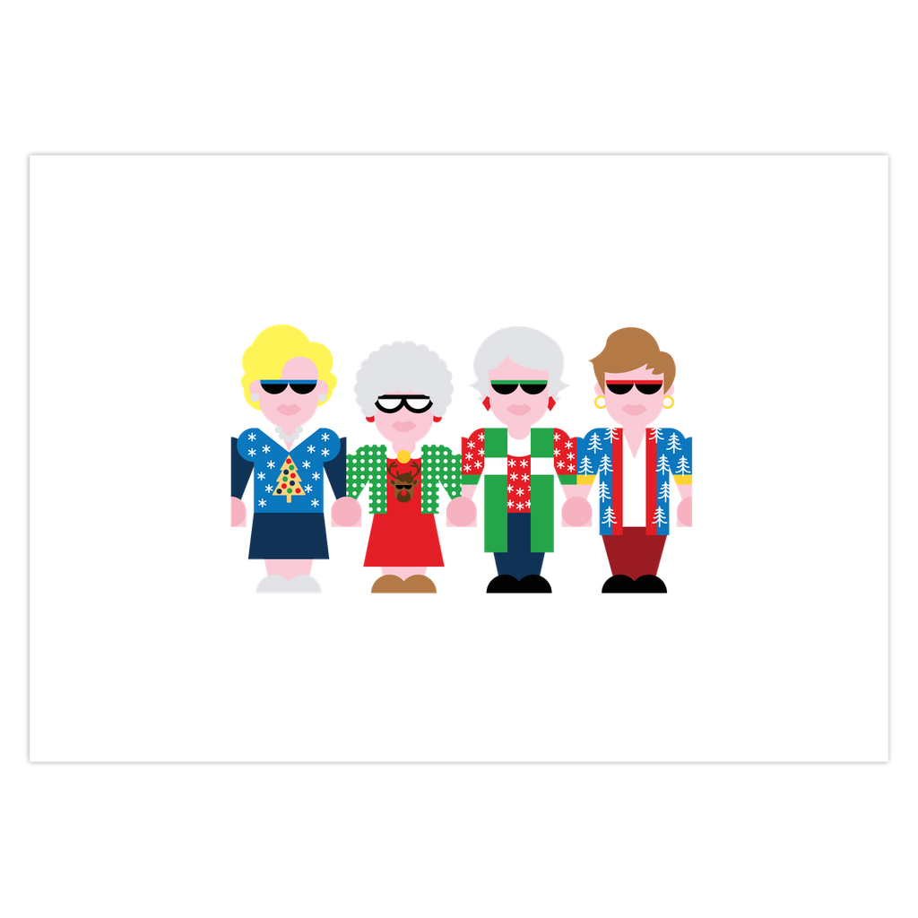 Holiday Golden Gals Christmas Card 10-Pack – Blank Inside
