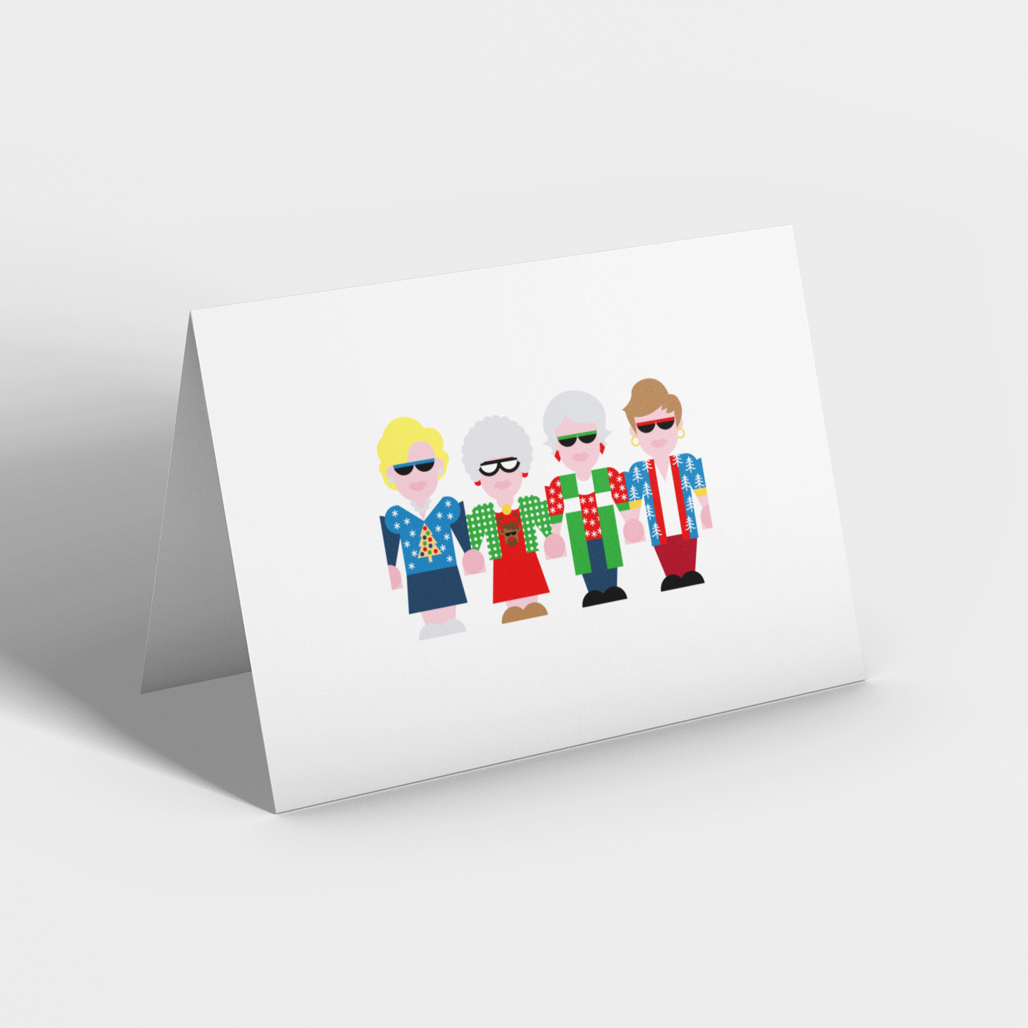 Holiday Golden Gals Christmas Card 10-Pack – Blank Inside