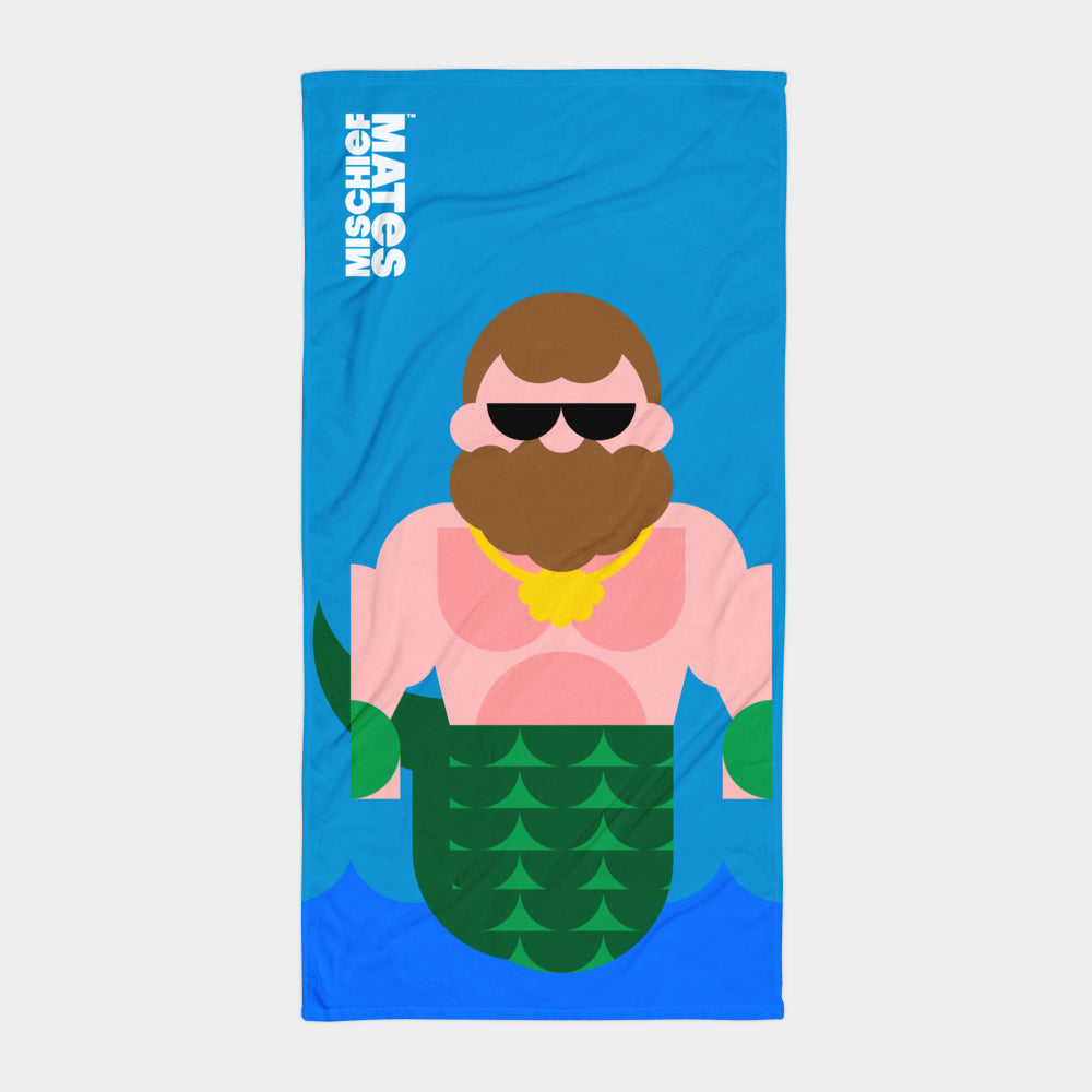 Poseidon the Merman Beach Towel