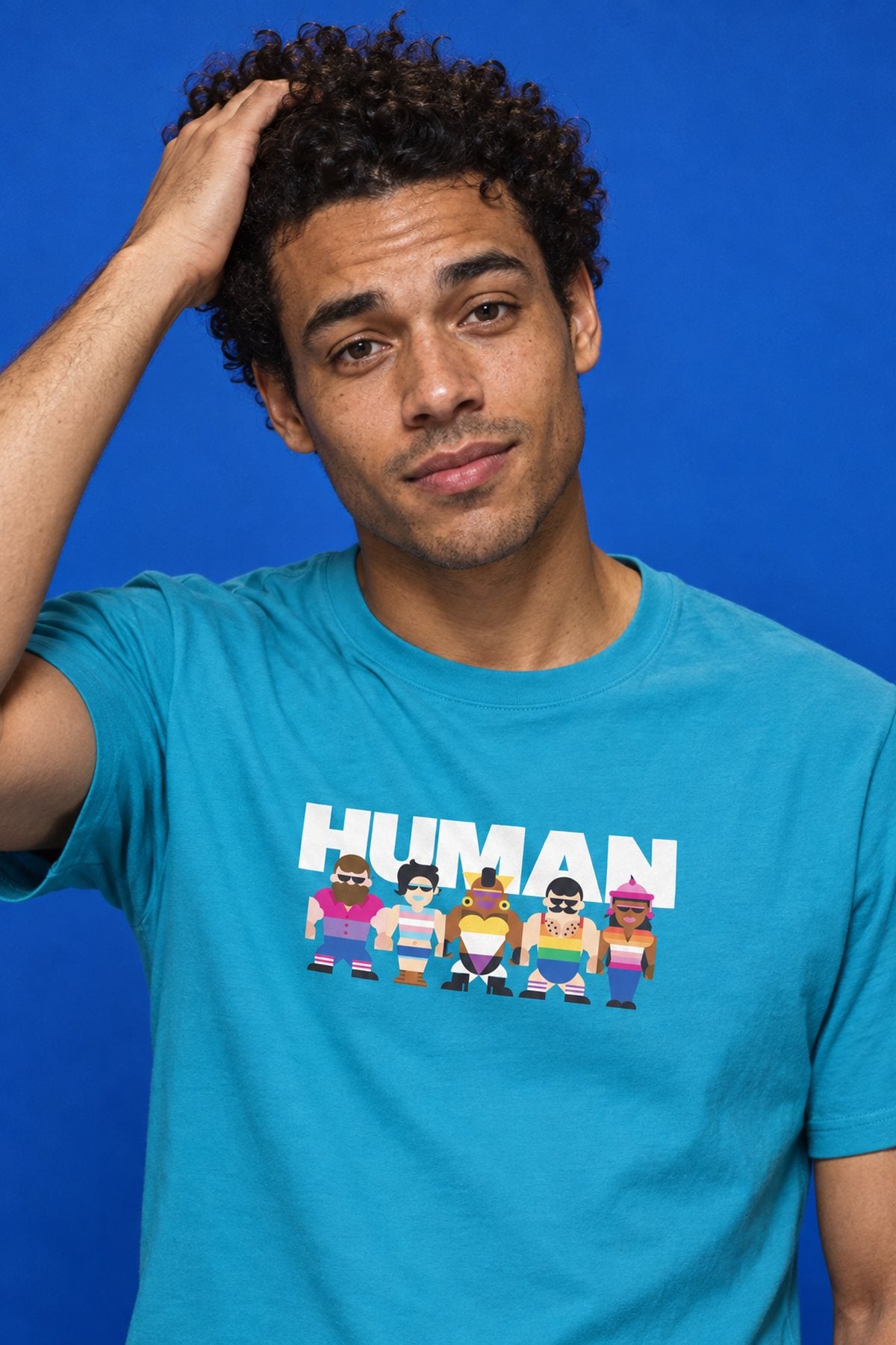 Someone wearing the Human Tee